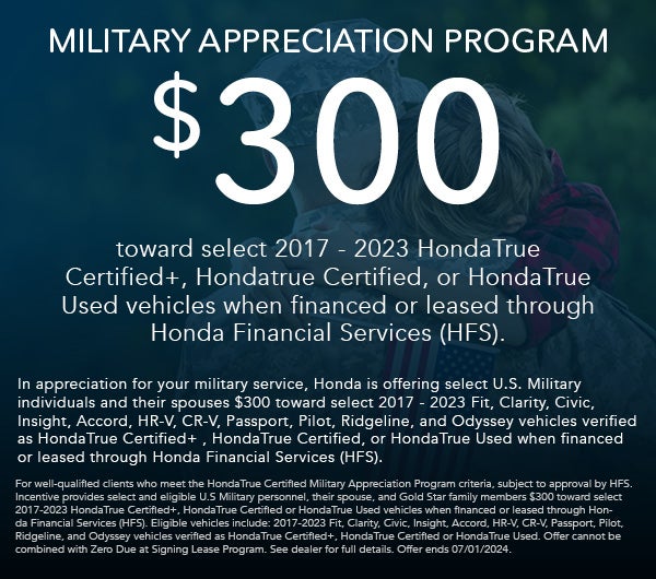 Military Appreciation Program: $300
